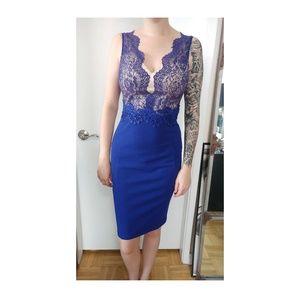 Blue Lace and Nude Dress